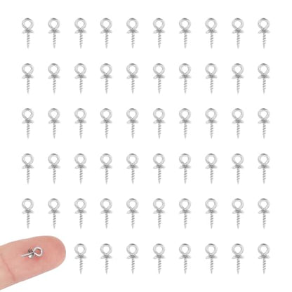 UNICRAFTALE 150pcs 10x4mm Stainless Steel Screw Eye Pin Peg Bails Small Screw Eye Pins Clasps Hooks 1.5mm Pin Eye Screws Connectors for Half Drilled Beads Jewelry Earring Making, Hole 2mm - color: Stainless Steel Color