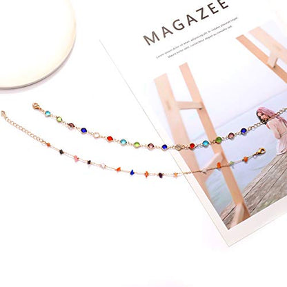 Boho Beaded Ankle Bracelet Beach 18 K Gold Plated Anklet Bracelets Handmade Colorful Seed Beads Butterfly Evil Eye Heart Link Chain Anklet Pack Cute Summer Foot Jewelry for Women - style: beaded ankle bracelet B set