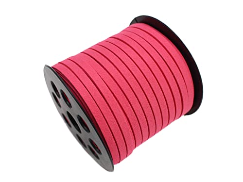 Faux Leather Cord for Jewerly Making 5mm 40 Yards Watermelon Red Suede Cord Necklace String Thin Leather Lace Velvet Lace Craft Cord for Bracelet-Choker-DIY Projects - size: 40 Yards Watermelon