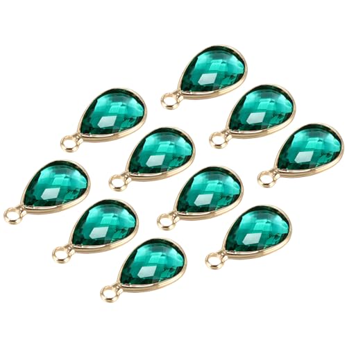 PATIKIL Birthstone Charm Beads Drop Pendant, Handmade Birthstone for Personalized Earrings Bracelet Necklace - color: Green, size: 0.63" x 0.31"