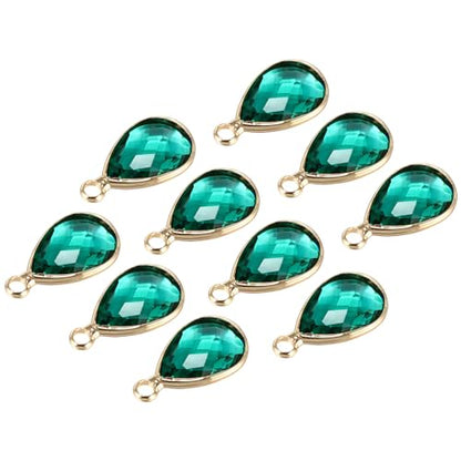 PATIKIL Birthstone Charm Beads Drop Pendant, Handmade Birthstone for Personalized Earrings Bracelet Necklace - color: Green, size: 0.63" x 0.31"