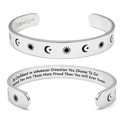 Dczosily Inspirational Bracelets for Women Stainless Steel Cuff Bracelet Engraved Jewelry Motivational Bangles Personalized Gifts for Best Friend/Mom - style: Friend-10mm-Be Confident In Whatever Direction You Choose To Go...More Proud Than You Will Ever