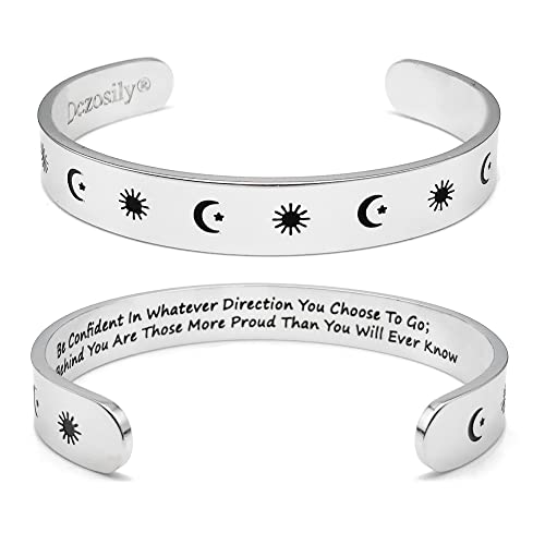 Dczosily Inspirational Bracelets for Women Stainless Steel Cuff Bracelet Engraved Jewelry Motivational Bangles Personalized Gifts for Best Friend/Mom - style: Friend-10mm-Be Confident In Whatever Direction You Choose To Go...More Proud Than You Will Ever