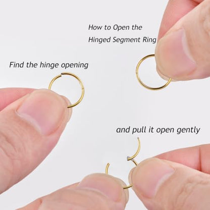 Lantine Nose Rings Hoops set for Women Set 316L Surgical Steel Septum Rings Rook Daith Tragus Piercing Jewelry Hinged Cartilage Hoop Earrings - color: 5Pcs Gold, size: 18G 8mm