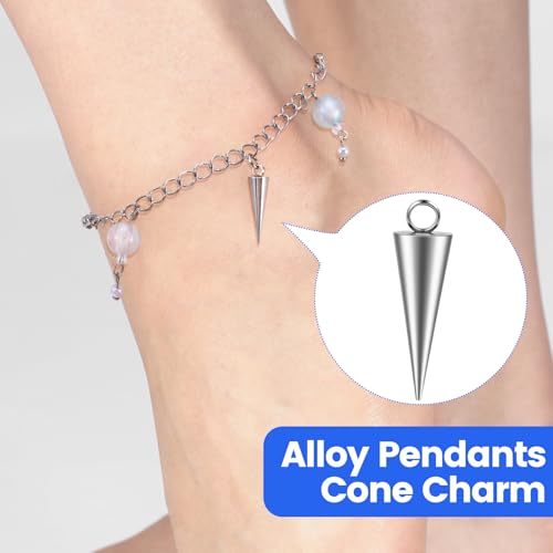 Cone Charm, Punk Style Spike Pendants with Small Hole, Glossy Gothic Dangle Cone Pendants Charm - color: Silver,Stainless Steel,25pcs,0.71"