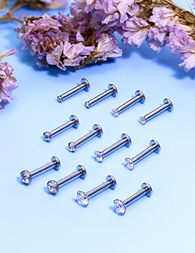 14G Lip Rings Stainless Steel Tragus Helix Conch Piercing Jewelry Snake Bite Piercing Monroe Lip Rings Labret Medusa Cartilage Lobe Earrings Piercing Jewelry Cubic Zirconia 2MM 3MM 4MM - color: 8MM-Silver,2mm/3mm/4mm