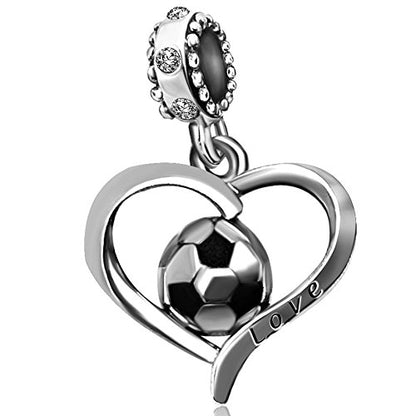 Football Charm Soccer World Cup Sport Heart Birthstone Charms for Bracelets Father Daughter Brother Son Jewelry - color: April