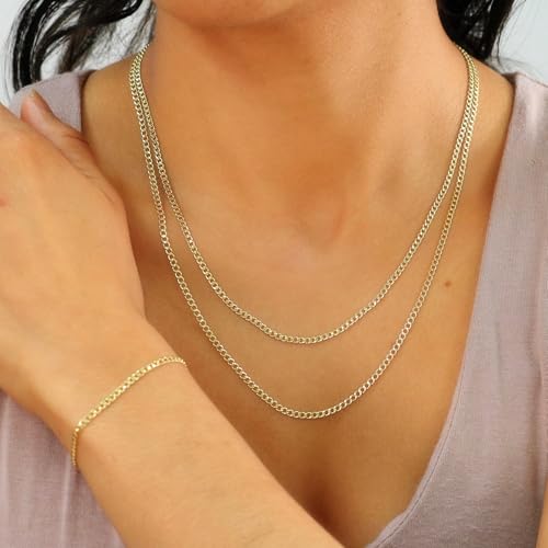 Nuragold 10K Real Yellow Gold Cuban Curb Link Chain Necklace (2mm - 7.5mm) - size: 20", style: 2.5mm