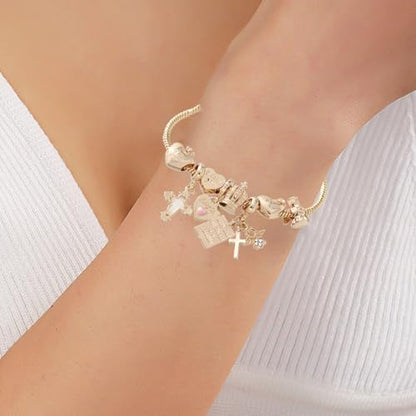 Cross bracelet for women Sacred Heart of Jesus Gold Bracelets for Women Confirmation and Baptism Gifts, Encouragement Presents for Mom Sister Daughter and Friends, Christian Jewelry | sacred heart bracelet,christian bracelet,heart bracelet for women,catho