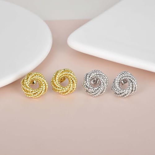 Love Knot Stud Earrings for Women Gold Plated Knot Earrings Geometric Twisted Statement Earrings Trendy Jewelry - color: Gold 17mm Knot