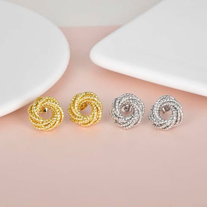 Love Knot Stud Earrings for Women Gold Plated Knot Earrings Geometric Twisted Statement Earrings Trendy Jewelry - color: Gold 17mm Knot