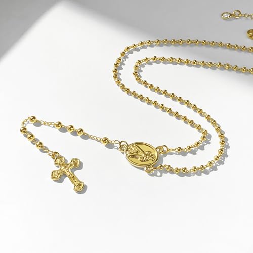 HAXIYA Gold Pearl Y-Shaped Necklace for Women Layered Lariat Long Pendant | 14K Gold Plated/Sterling Silver Dainty Drop Chain Layered Pearl/Beaded Necklaces Simple Gold Jewelry for Women - color: Rosary - Gold