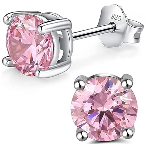1 Pair Adabele Authentic Sterling Silver Birthstone Stud Earrings 4mm/0.25 Carat Tiny Cubic Zirconia Imitation Diamond Gemstone Hypoallergenic Nickel Free Tarnish Resistant Women Men Jewelry - color: October