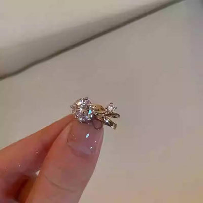 18K Gold Plated Cubic Zirconia Ear Cuff for Women – Non-Pierced Double Row Cartilage Clip-On Earrings, Dainty Silver-Tone Cuff Jewelry, Minimalist Adjustable Wrap Earrings for Daily Wear