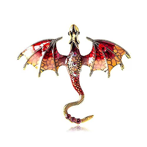 Collar Chain Pin for Men and Women - Hanging Tassel Brooch Lapel Pin for Business Suits - Bar Pin With Long Chain - Gifts - color: O: Dragon brooch red