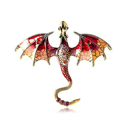 Collar Chain Pin for Men and Women - Hanging Tassel Brooch Lapel Pin for Business Suits - Bar Pin With Long Chain - Gifts - color: O: Dragon brooch red