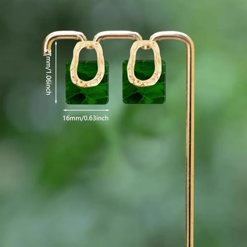 70s 80s Acrylic Hollow Round Geometric Dangle Drop Earrings Retro Square Oval Stud earrings For Women - style: Green
