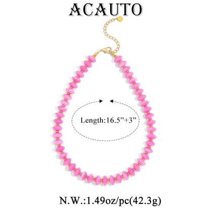 Acrylic Beaded Necklace for Women,Beach Strand Jewelry Gifts | Statement Necklace,Cute Trendy Handmade Jewelry for Women,Chunky Beaded Necklace,Resin Beads Choker - color: Pink