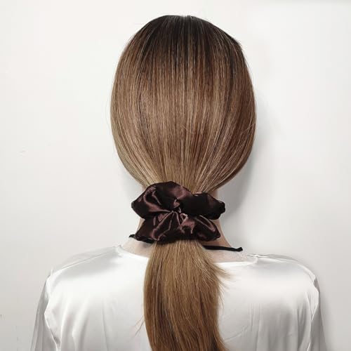 Sufermoe 6 Pcs Satin Silk Hair Scrunchies, 4.5 Inch, Dark Brown, Hair Accessories for Women and Girls - color: Dark Brown
