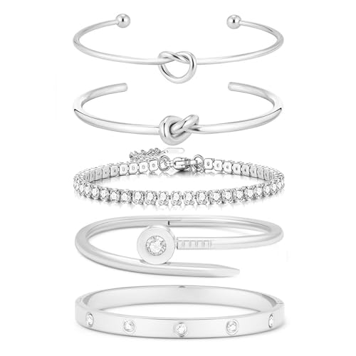 18 K Gold Plated Love Bangle Bracelet Stack Cuff Jewelry for Women Jewelry Set for Women Gift with Box - style: style11