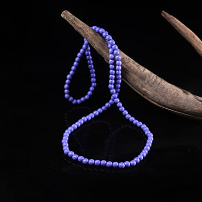 COLORFUL BLING 8MM Natural Wood Bead Necklace Africa Wooden Chain Statement Unisex Chunky Strand Necklaces Hip Hop Jewelry - color: purple