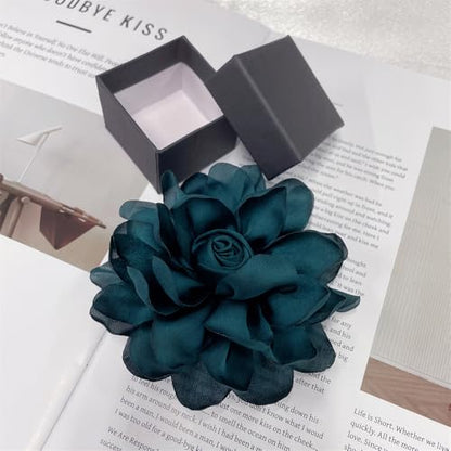 Dainty Fabric Rose Flower Large Brooch Lapel Pins Flower Brooches Pin Classic for Wedding Party Dance Banquet for Women Dress Suit Clothes Accessories Jewelry 100mm - color: Dark Green 2