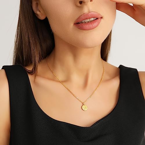 Zealmer Dainty 18K Gold Plated Compass World Map Pendant Necklace Graduation Gift for Friends - color: Compass Gold Tone