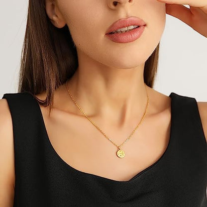 Zealmer Dainty 18K Gold Plated Compass World Map Pendant Necklace Graduation Gift for Friends - color: Compass Gold Tone