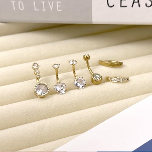11 Pcs Belly Button Ring Dangle Stainless Steel Belly Rings 14G | Belly Button Piercing Cute Navel Ring Belly Piercing Jewelry for Women - style: 11G