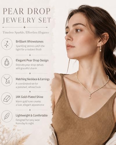 STONEFANS Gold/Silver Jewelry Sets for Women - Dainty Silver Rhinestone Necklace Earring Set Crystal Wedding Jewelry Sets for Brides Prom Accessories Bridesmaid Gifts - color: Gold