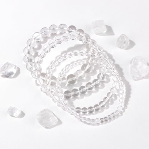 Vinswet 4pcs Beaded Bracelets for Women,Natural Healing Crystal Gemstones Bracelet,Anxiety Stress Relief Bracelet Handmade purple Jewelry Gifts for Women - color: Clear crystal