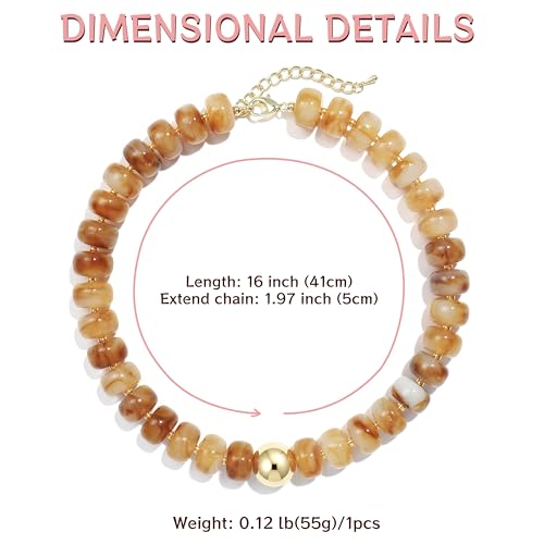 Badu Colorful Chunky Beaded Choker Necklace, Acrylic Colorful Bead Statement Necklaces, Adjustable Summer Beach Jewelry Gift for Women - color: Yellow