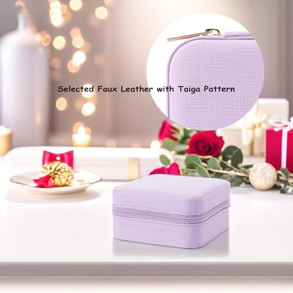 VLANDO Small Faux Leather Travel Jewelry Box Organizer Display Storage Case for Rings Earrings Necklace, Purple - color: Purple