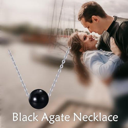 925 Sterling Silver Black Pearl Necklace Choker Jewelry Birthday Gifts for Women - style: Black Onyx
