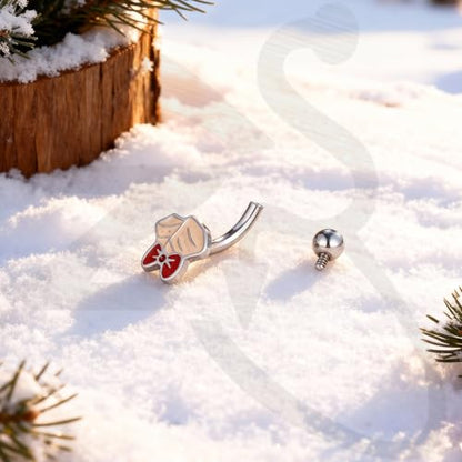 ZS 6Pcs Christmas Rook Piercing Jewelry, 16G Stainless Steel Eyebrow Piercing Jewelry, Santa Claus Elk Bell Eyebrow Rings, Curved Barbells Daith Rook Earrings for Women Men - size: L:6mm