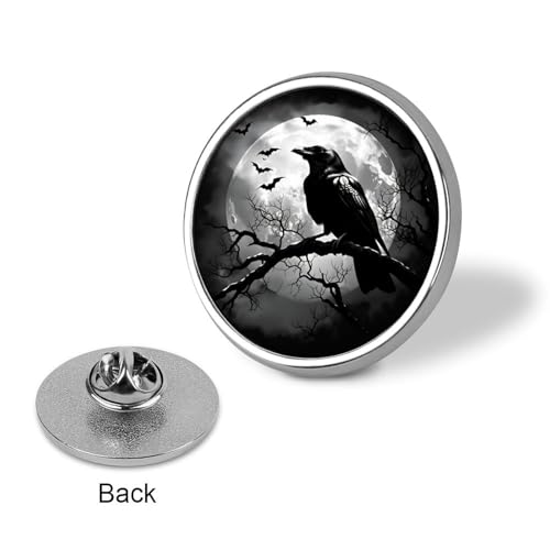 Gothic Raven Flowers Badge Pin Round Badge Metal Button Badges Brooch Lapel Pin for Men Women 1 Inch - color: style-3