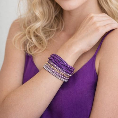 Long tiantian Leather Wrap Bracelets for Women Boho Multi Layered Bracelets Western Jewelry Hot Pink Accessories Birthday Gifts - color: 2287 purple