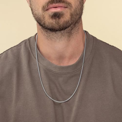 HZMAN 2-6mm Rolo Chain for Men Women Stainless Steel Men's Chain Necklace Round Box Link Chain Necklace 16-30 Inch - color: Silver, size: 26in, style: 2mm