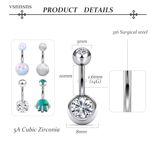 14G Dangle Belly Button Ring Piercing Jewelry 316L Stainless Surgical Steel Heart Flower CZ Reverse Navel Rings Dangling Belly Button Ring Piercing Jewelry for Women 14 Gauge Hypoallergenic - style: 15Pcs Silver