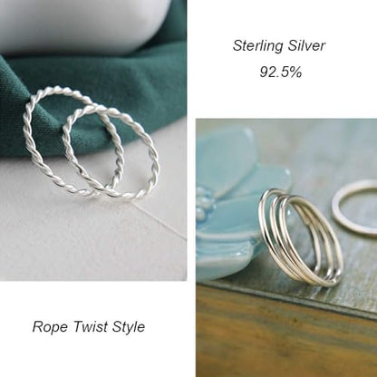 1.2mm Thin Knuckle Rings for Women 925 Sterling Silver Midi Stacking Pinky Thumb Ring Band Size 2.5-8.5 - color: Style 2, size: 4PCS: SIZE 6, 6.75, 7.75, 8.5