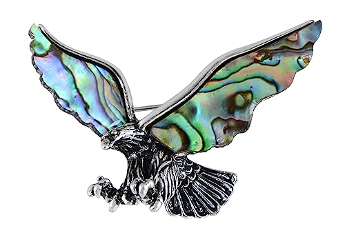 Alilang Vintage Soaring Eagle Bird Animal Brooch Pin & Pendant Suit Lapel Pin for Valentine's Day Anniversary - color: Abalone Color