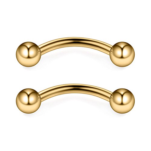 12PCS 12G Surgical Steel PA Eyebrow Ear Navel Belly Lip Ring Body Piercing Jewelry - style: 14mm w Balls