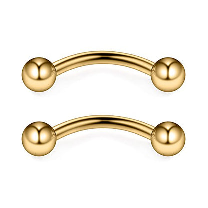 12PCS 12G Surgical Steel PA Eyebrow Ear Navel Belly Lip Ring Body Piercing Jewelry - style: 14mm w Balls