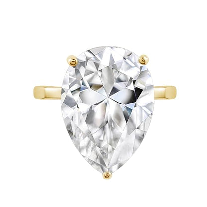 DIAMONBLISS Marilyn Monroe 10-Carat Big Solitaire Ring For Women | 14K Gold Plated 925 Sterling Silver Glamorous Cocktail Ring | 100 Facet Cubic Zirconia CZ Simulated Diamond - style: Pear 10 Carats