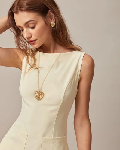 PEARLADA 18k Gold Plated Chain Long Necklace, Boho Sweater Necklace for Women, Geometric Pendant Y Necklace - color: Heart
