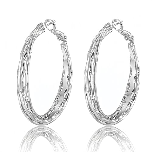 Dangle Flower Gold Earrings for Women, Trendy Statement Hoop Earrings, Gold Floral Drop Earrings Jewelry for Gifts - color: Curved - 925 Silver