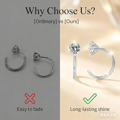 2/4Pairs 14K Gold Stay Close Hoop Huggie Half Hoop Earrings Minimalist Tiny Cartilage Helix Open Hugging for Women | Hypoallergenic 316L Stainless Steel Jewelry Set Trending Valentine's Day Gifts (A10) - color: 4 Pairs Silver