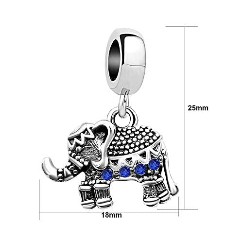 KunBead Elephant Birthstone Dangle Bead Birthday Charms Compatible with Pandora Bracelet for Women - color: September