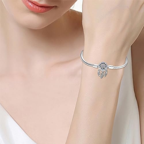 KUNSIR 925 Sterling Silver Palm Clasp Snake Chain Bracelet Basic Charm Bracelets Fit Any PDL Charm, with for Teen Women - style: KJB011