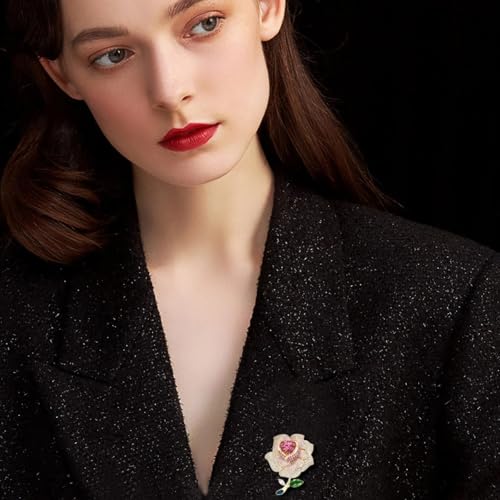 SYWDUDUCLT Fashion Elegant Brooches for Women Brooch, Suitable For Party And Daily Wear On Many Occasions - style: Rose-Rhinestone